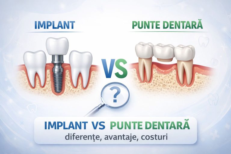 Implant vs punte dentară: diferențe, indicații și costuri
